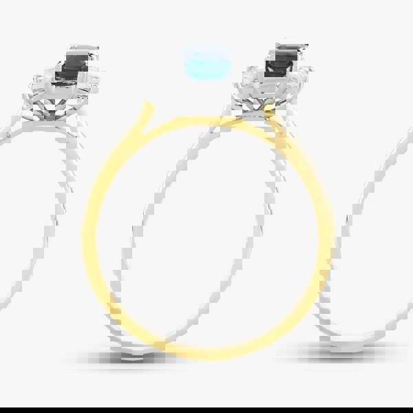 T. H. Baker 18ct Yellow Gold Emerald Cut Sapphire & Diamond Shoulder Set Solitaire Ring 20191G14 M