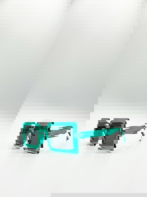 SVNX Light blue oversized rectangle plastic frame sunglasses