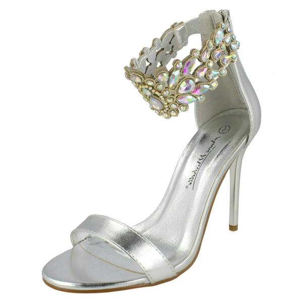 Anne Michelle Ladies Anne Michelle Jewelled Ankle Strap Heeled Sandals F10862