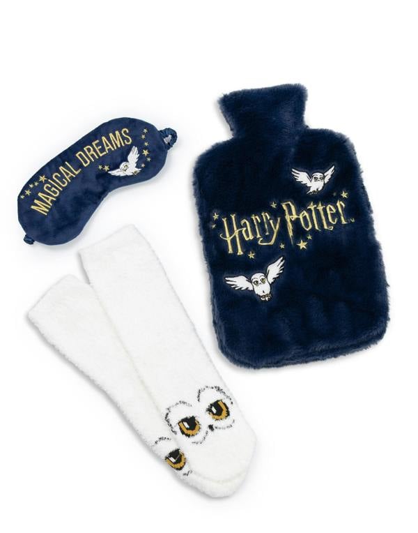 Harry Potter Unisex Blue Character Hot Water Bottle With Eye Mask and Socks (One Size)