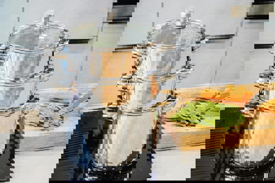 KitchenCraft Stainless Steel Three Tier 22cm Steamer