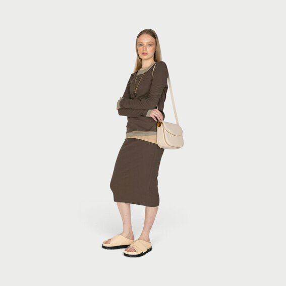 Jil Sander Medium Coin Leather Crossbody Bag Dune Beige