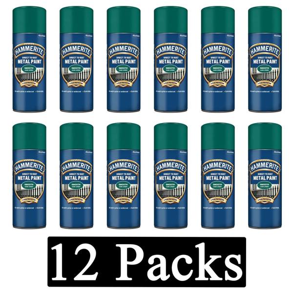 Hammerite 12X Hammerite Smooth Dark Green Spray Paint 400ml