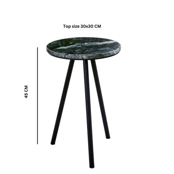 Wyld Haus Alabama Black Marble Top Side Table With Metal Legs