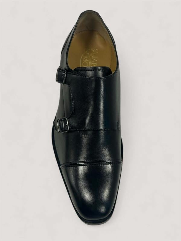 Chapman & Moore Toe Cap Monk Leather Men's Black Shoes