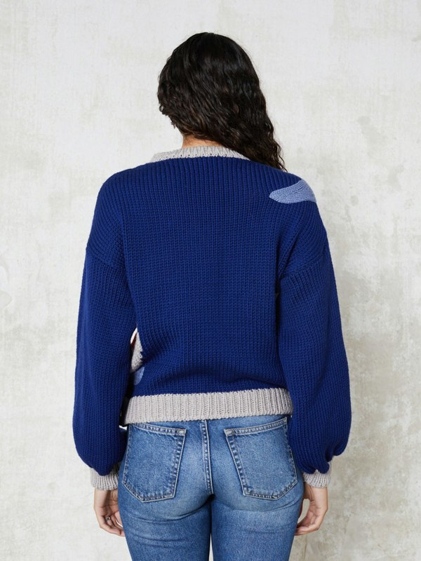 Blue Nude Cortes Intarsia Merino Wool Sweater