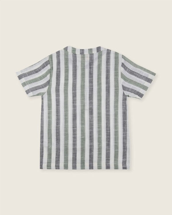 Multicolour Stripe Print Mandarin Collar Shirt - image 4