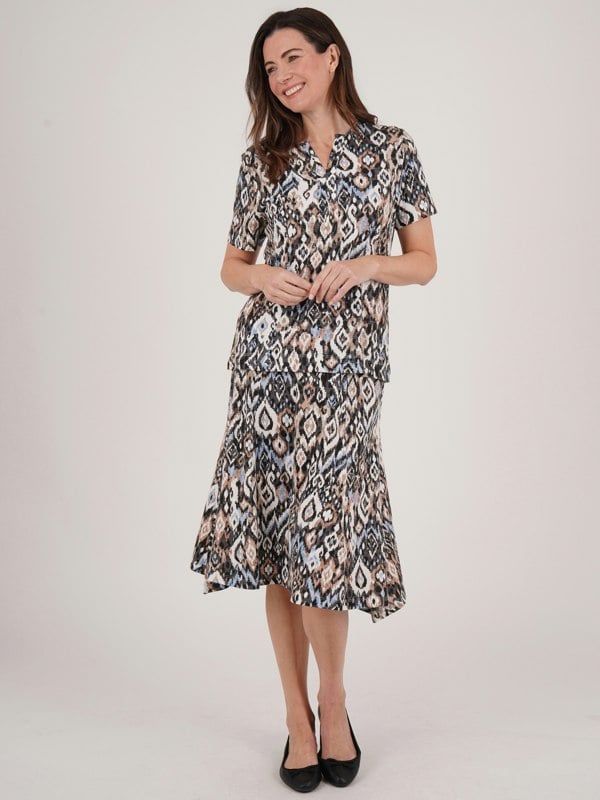 TIGI-Wear Tribal Ikat 6 Panel Skirt - Regular