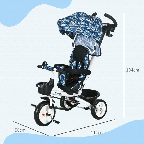 HOMCOM 6 in 1 Trike for Toddler 1-5 Years with Parent Handle