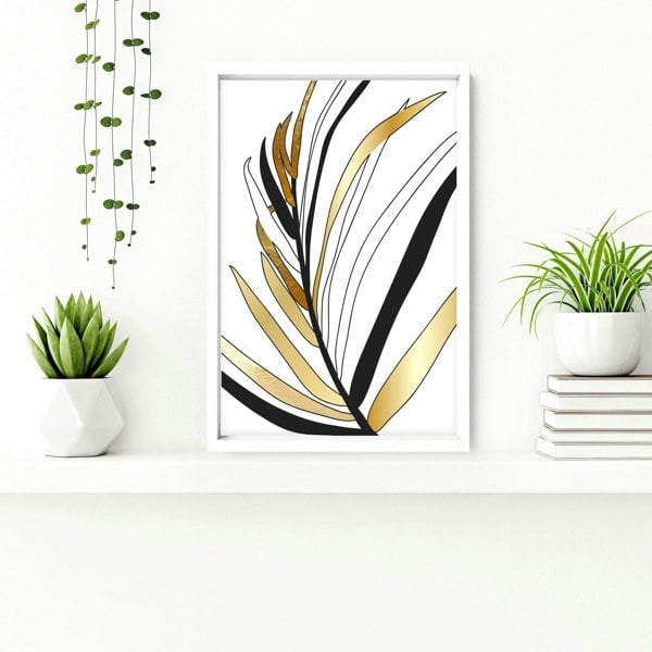 Bathroom wall art uk | set of 3 Tropical Gold wall art