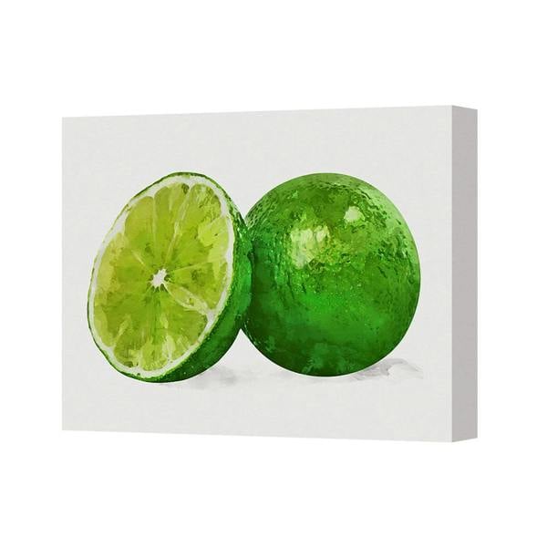 Benjamin Tate Design Green Lime Canvas Wall Art Watercolor Style Dual Citrus Illustration