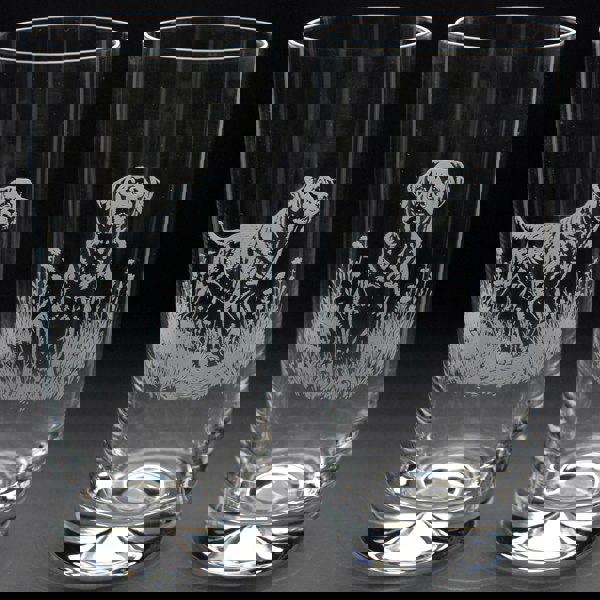 Glyptic Glass Art Labrador Dog Highball Glass - Hand Etched/Engraved Gift