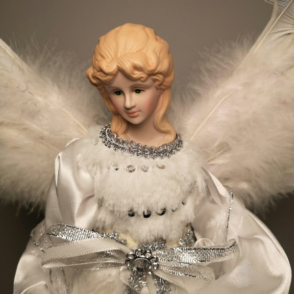 Samuel Alexander 40cm Premier Deluxe Christmas Angel Tree Topper Decoration in Silver & White
