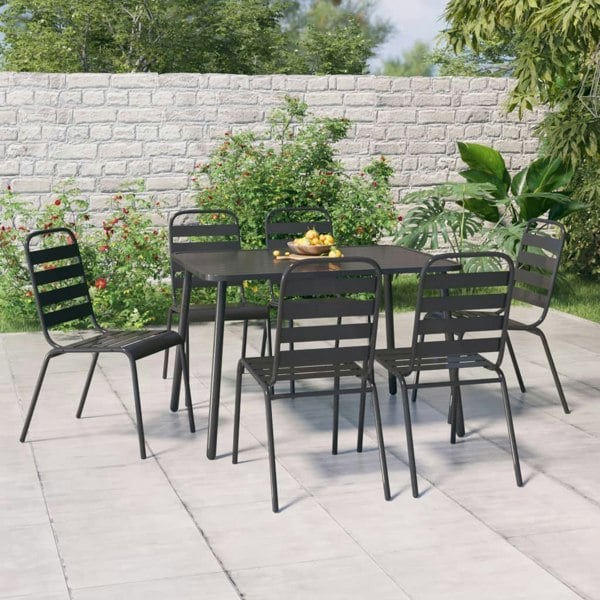Berkfield 7 Piece Garden Dining Set Anthracite Steel