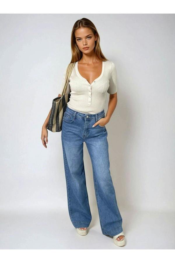 Layla High Waisted Wide Leg Jeans - Denim
