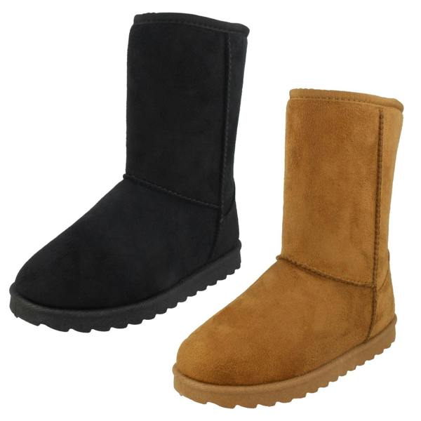 Spot On Girls Spot On Mid Leg Faux Fur Fleece Lined Boots