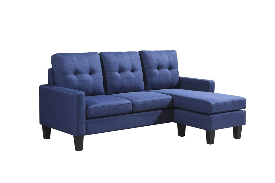 Kosy Koala Corner Sofa Fabric Sectional Sofa with Ottoman L-shaped Blue Sofa Couch Reversible 3-Seater