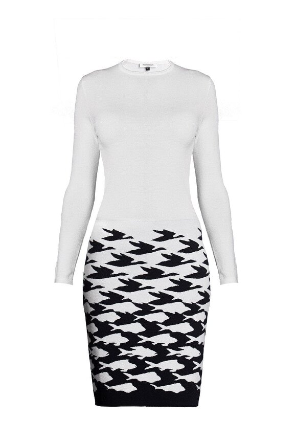 Sea & Sky knitted jacquard dress in cream