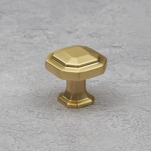 Handle & Home Satin Brass Octagonal Cabinet Handles & Coordinating Knob - 30mm Knob
