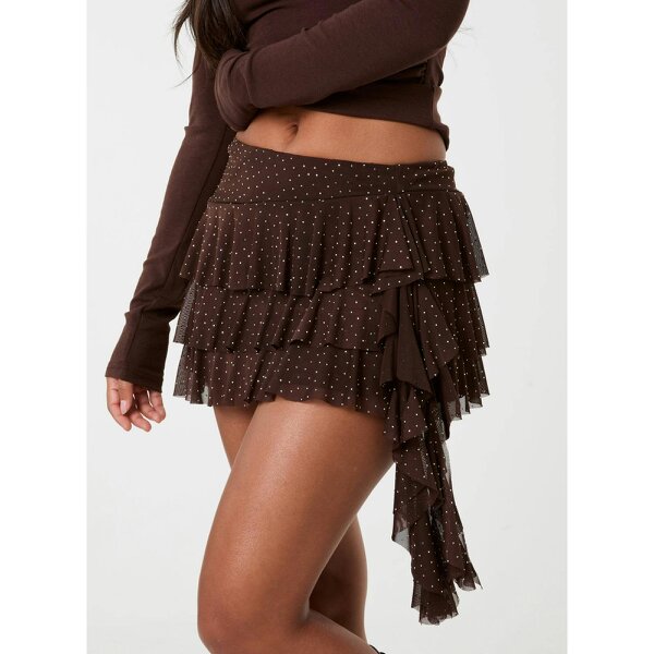 Pink Vanilla Diamante Ruffle Cascade Skirt