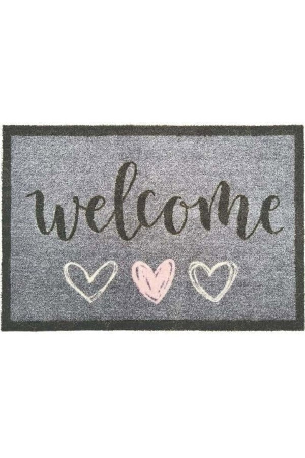 The Rugs Washable Welcome Hearts Mat and Runner