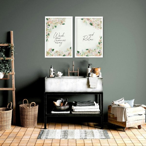 Prints of flowers for the bathroom | Set of 2 wall art prints