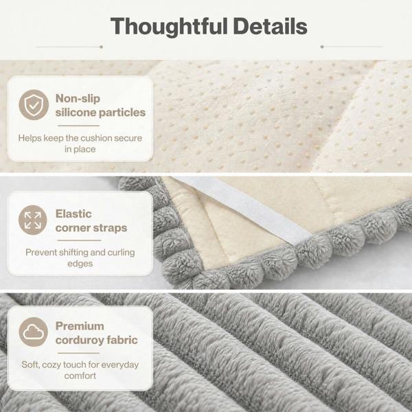 Marlow Corduroy Sofa Cover Pet Friendly Non Slip Washable 70 x 150cm Light Grey