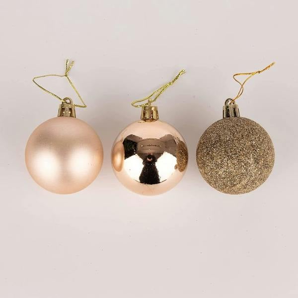Shatchi Shatterproof Champagne Gold Christmas Baubles, 5cm Tree Decorations in 9 or 18 Pack Sizes