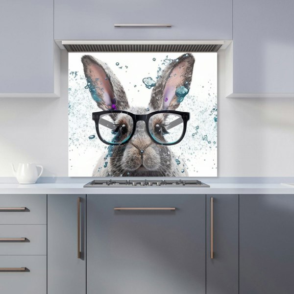 Warren Reed - Designer Rabbit With Glasses Splashart Kitchen Splashback