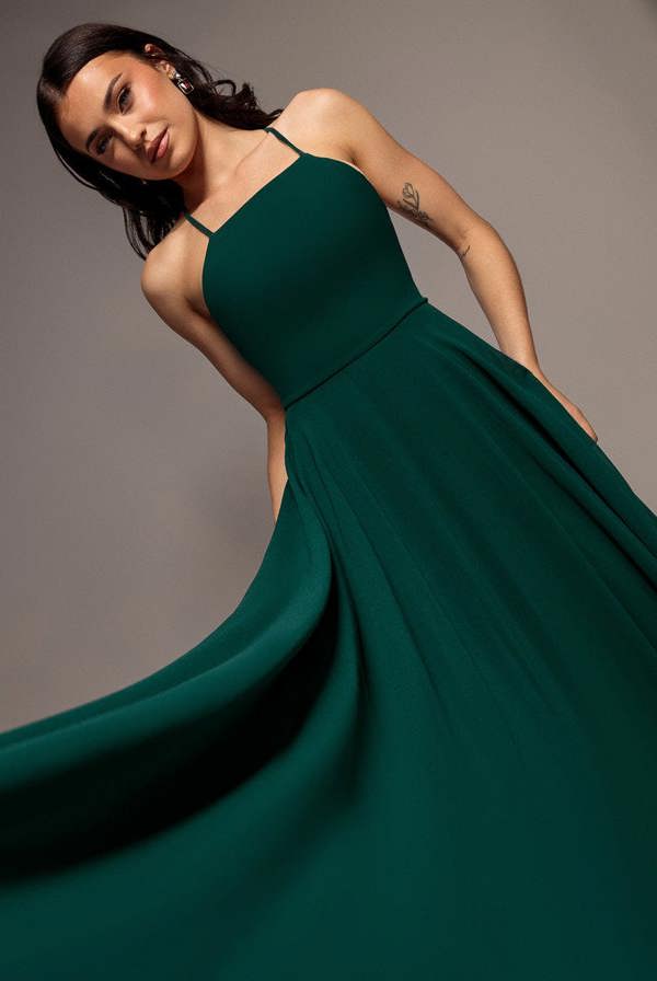 Chiffon A Line Sleeveless Maxi Dress - Dark Green DR3677