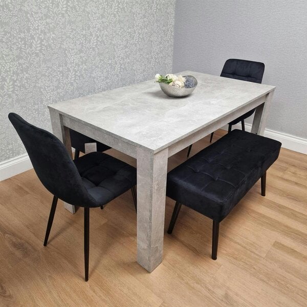 Kosy Koala Dining Table with 2 Black Velvet Chairs and 2 Black Velvet Benches Modern Dining Room Furniture Set