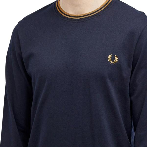 Fred Perry Long Sleeve Twin Tipped Navy T-Shirt L