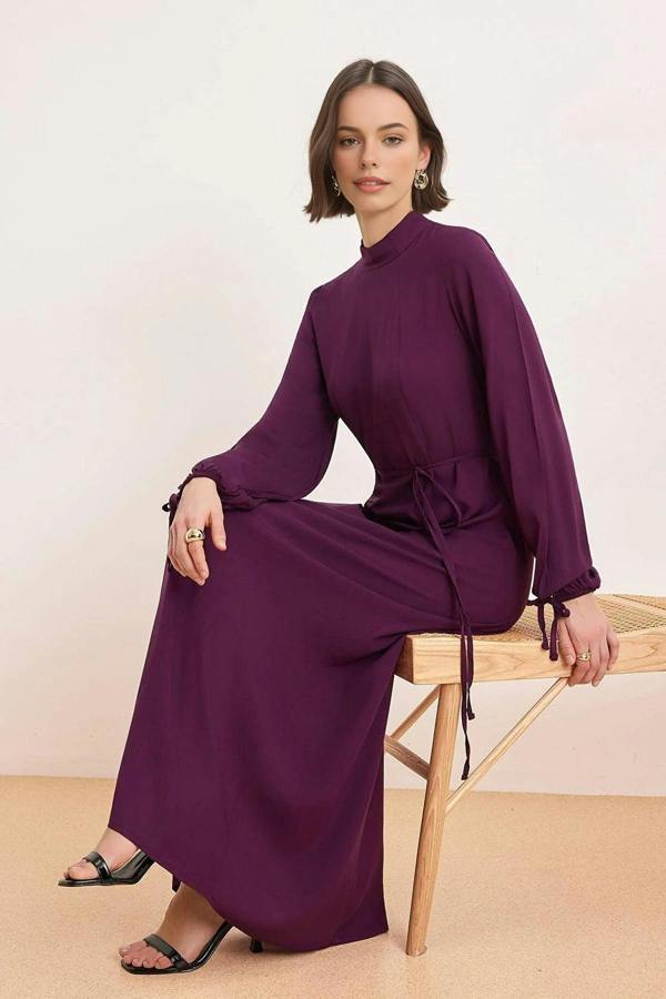 WOVCOR Unlined Plain Woven Shally Dress