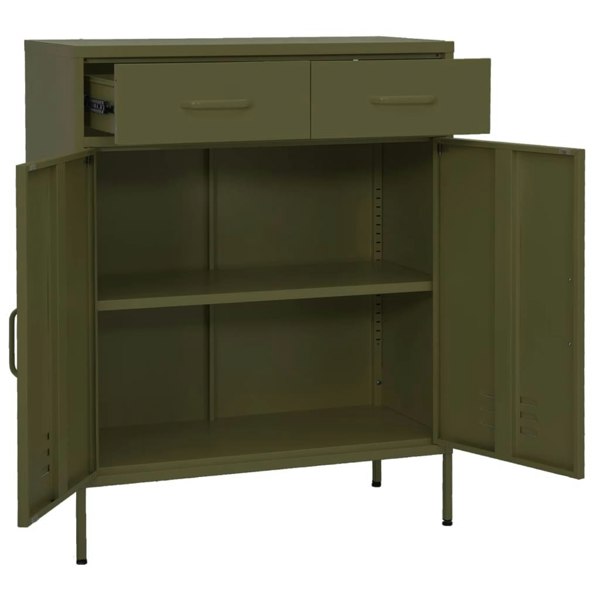 Berkfield Storage Cabinet Olive Green 80x35x101.5 cm Steel