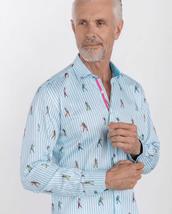Stripe Golfer Print Shirt - Claudio Lugli Shirts