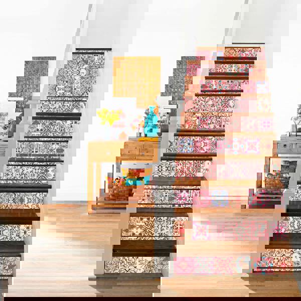 WT1518 - Moroccan Rose Red Mosaic Tile Sticker - 15 cm x 15 cm - 24 pcs