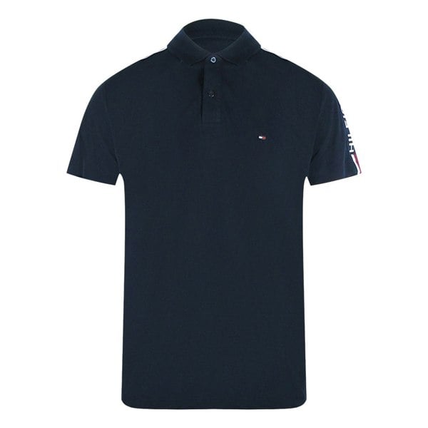 Tommy Hilfiger Taped Sleeve Navy Blue Polo Shirt
