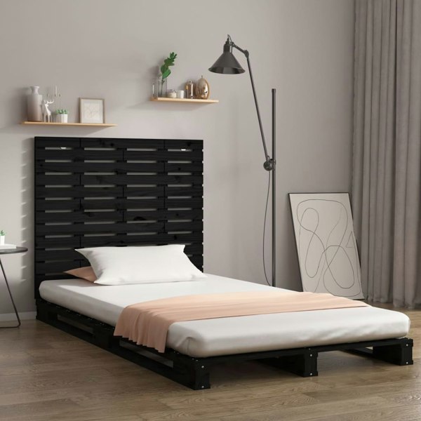Berkfield Wall Headboard Black 96x3x91.5 cm Solid Wood Pine