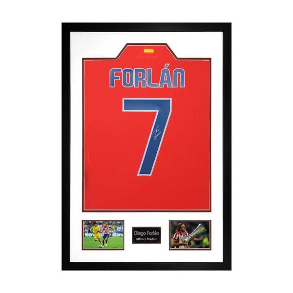 Diego Forlan Signed Atlético Madrid Shirt Premium Frame