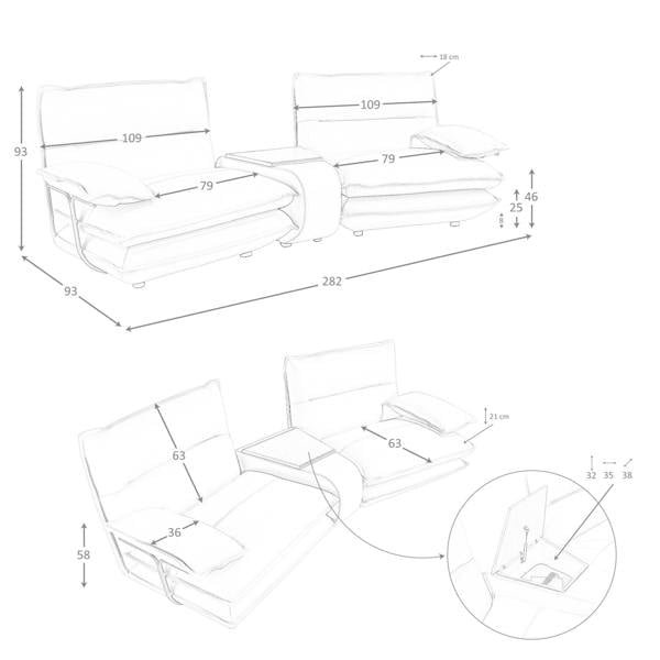 Angel Cerdá 2-Seater Taupe Grey Leather Sofa 6371