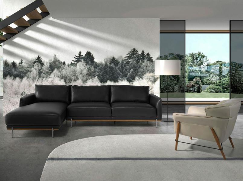 Angel Cerdá Corner sofa in black leather 6197/6198