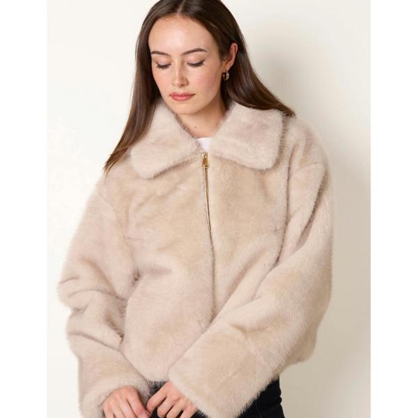 Blue Vanilla Plush Faux Fur Coat