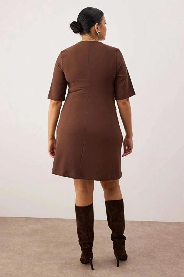 WOVCOR Buttoned Mini Woven Plus Size Dress