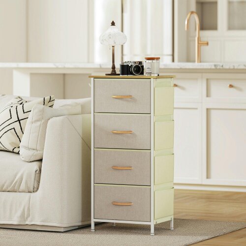 Wyld Haus Limi Fabric And Metal Beige 4 Drawer Storage Chest