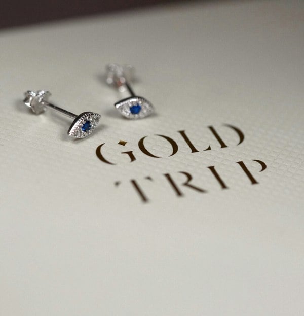 Gold Trip Lucky Evil Eye Stud Earrings