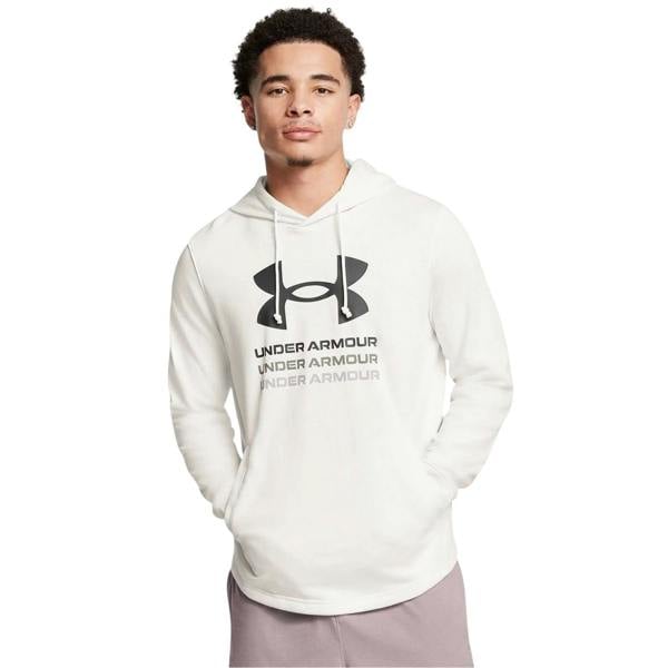 Under Armour Mens Rival Terry Graphic Hoodie - White - 