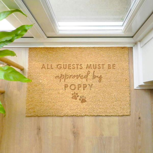 Personalised 'Must Be Approved By' The Pet Doormat - lifestyle shot
