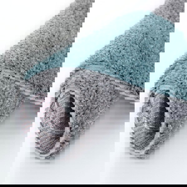 Geometric Design Thick Shaggy Area Rugs Duck Egg Blue