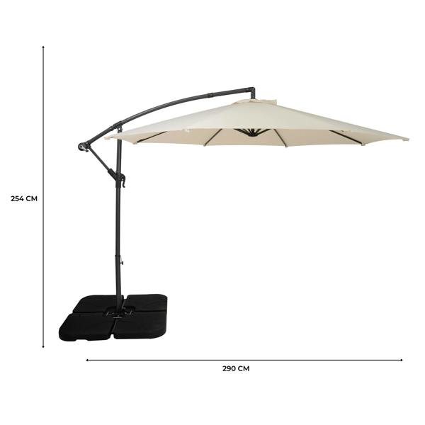 Jardi Cantilever Parasol 3m With Square Base – Cream