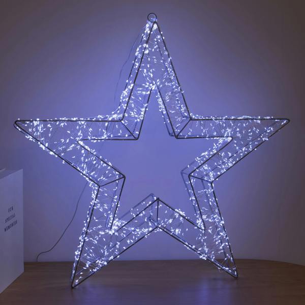 Samuel Alexander 58cm Light up Silver Galaxy Star Christmas Decoration with Cool White LEDs